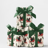 Red Sleigh Dog Gift Wrap, Black Poodle Christmas Wrapping Paper, Festive Puppy Holiday Paper, Dog Lover Christmas Wrapping Paper Roll