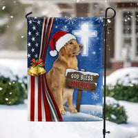 God Bless America Cross Yard Flag, Golden Retriever Christmas Garden Flag, Double-Sided Patriotic Holiday Lawn Flag