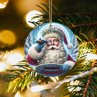 Humorous Santa Ceramic Ornament, Look Who's So-Ho-Ho-Ber Christmas Ornament, Telescope Holiday Tree Ornament, Xmas Keepsake Present for Family