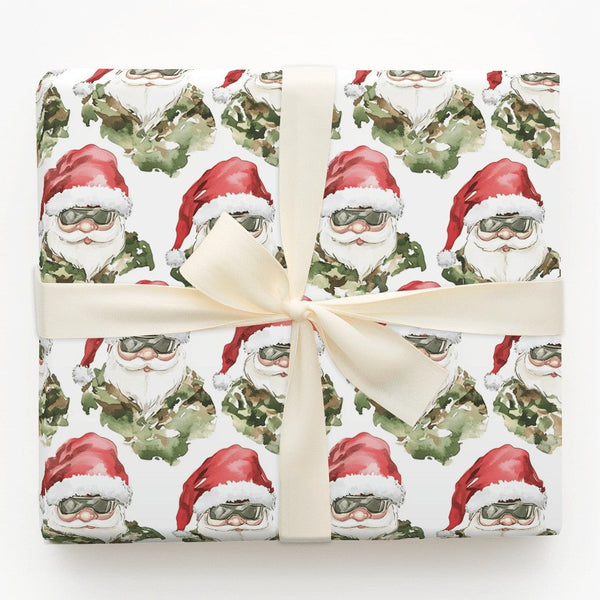 Camo Christmas Gift Wrap, Tactical Santa Wrapping Paper, Military Santa Holiday Wrapping Paper, Camouflage Present Paper, Vet