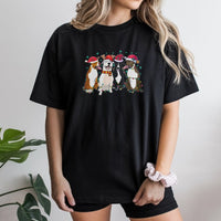 Santa Hat Dog Graphic Tee, Pit Bull Christmas T-Shirt, Festive Pitbull Holiday Shirt, Adorable Dog Lover Christmas Graphic T-Shirt Present