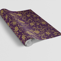 Purple Gold Gift Wrap Roll, Baroque Floral Wrapping Paper, Botanical Scroll Present Paper, Elegant Christmas Gift Wrap, Wedding Gift Wrap