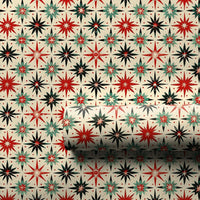 Retro Starburst Gift Wrap, Mid-Century Modern Wrapping Paper, Atomic Star Holiday Wrapping Paper, Vintage Christmas Gift Wrap Paper Roll