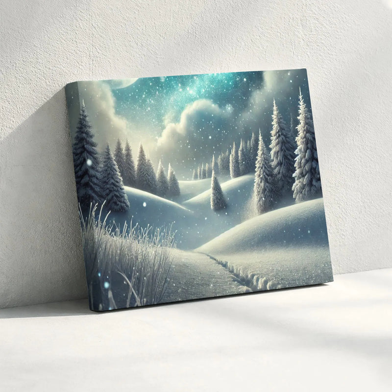 Snowy Pine Tree Landscape Canvas Print, Winter Forest Canvas Wall Art, Winter Nature Wall Decor, Rustic Holiday Canvas, Christmas Home Present