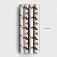 Macaw Tropical Holiday Gift Wrap, Santa Hat Parrot Christmas Wrapping Paper, Adorable Bird Watercolor Wrapping Paper, Xmas Present Wrap