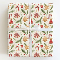 Christmas Gift Wrap Roll, Watercolor Candy Cane Wrapping Paper, Holiday Motif Paper, Festive Wrapping Paper, Xmas Present Packaging Paper
