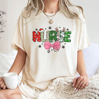 Holiday Healthcare Worker Tee, Christmas Nurse Stethoscope T-Shirt, Adorable RN Nursing Student Xmas Shirt, Winter Pediatric Nurse Graphic Tee