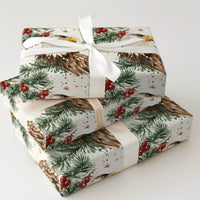 Watercolor Christmas Pine Gift Wrap, Patriotic Bald Eagle Wrapping Paper, Holly Berry Present Wrap, Winter Wildlife Holiday Gift Wrap