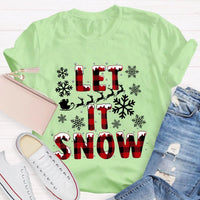 Red Plaid Teacher T-Shirt, Let It Snow Teacher Shirt, Christmas Teacher Tee, Festive Holiday Graphic T-Shirt, Winter Break Teacher Present