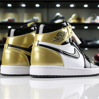 Sneakers, Black Gold Colorway, Lace Up Design, Casual Gift for Sneaker Fans