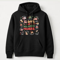 Humorous Vet Tech Christmas Sweatshirt, 12 Days of Veterinary Medicine Hoodie, Vet Clinic Holiday Pullover, Veterinarian Hooded Sweater Present