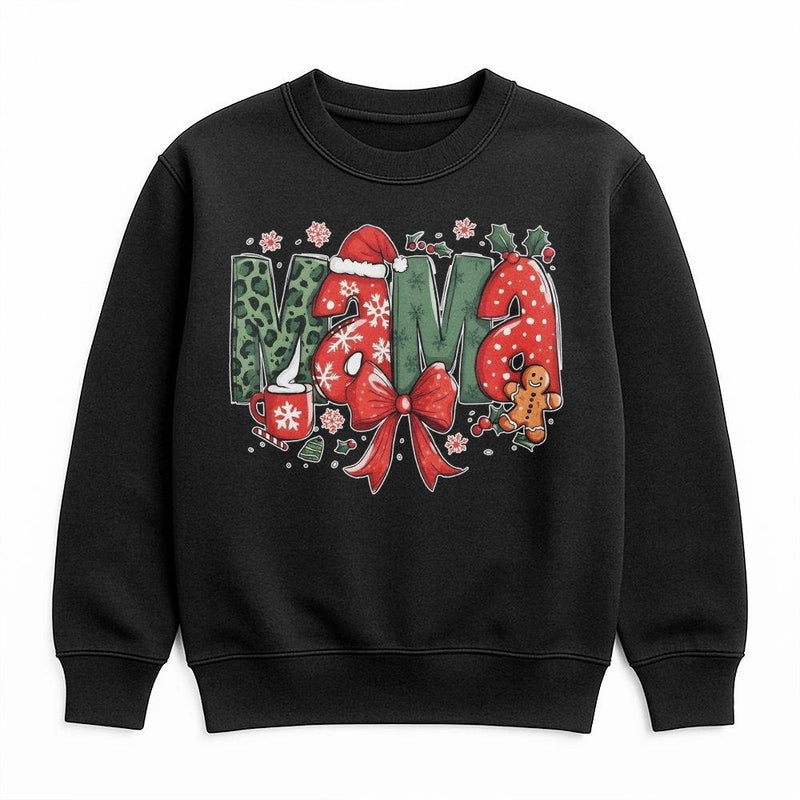 Leopard Print Mama Holiday Crewneck, Christmas Mama Sweatshirt, Festive Mom Christmas Sweater, Comfy Winter Pullover Present for Mom
