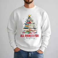 Book Tree Graphic Pullover, All Booked for Christmas Sweatshirt, Bookish Holiday Sweater, Librarian Christmas Crewneck, Book Lover Present