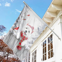 Winter Cardinal House Flag, Westie Dog House Flag, Christmas Dog House Flag, Snow Scene Garden Flag, Dog Lover Holiday Yard Banner