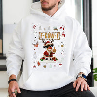 Rude Santa Deer Sweatshirt, Humorous Christmas Reindeer Hoodie, Novelty Holiday Hooded Pullover, Humorous Xmas Sweater, Winter Holiday Present