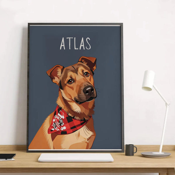 Modern Pet Art Print, Custom Dog Portrait Poster, Personalized Dog Photo Poster, Custom Pet Wall Art, Christmas Present for D