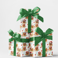 Santa Dog Gift Wrap, Pomeranian Christmas Wrapping Paper, Adorable Watercolor Pom Present Wrap, Holiday Pet Lover Present Packaging Paper Roll