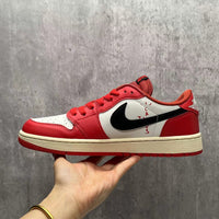 Low Top Sneakers, Red White Colorway, Reverse Hook Design, Lace Up Design, Casual Gift for Sneaker Fans