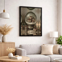 Holiday Presents Candle Wall Art, Vintage Christmas Snow Globe Canvas Art, Winter Festive Canvas Decor, Xmas Home Present