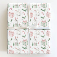 Watercolor Rabbit Holiday Gift Wrap, Adorable Bunny Christmas Wrapping Paper, Pastel Winter Bunny Wrapping Paper, Whimsical Xmas Gift Wrap
