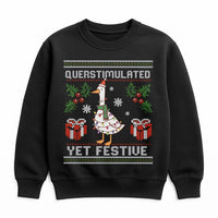 Humorous Christmas Bird Sweater, Overstimulated Yet Festive Goose Sweatshirt, Quirky Holiday Goose Crewneck, Duck Lover Xmas Present Sweatshirt
