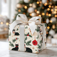 Festive Feline Holiday Gift Wrap, Christmas Cat Wrapping Paper, Tuxedo Kitten Christmas Wrapping Paper, Cat Lover Xmas Gift Wrap Roll