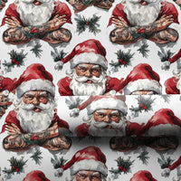 Buff Santa Claus Gift Wrap, Tattooed Santa Wrapping Paper, Edgy Hipster Christmas Wrapping Paper, Humorous Holiday Gift Wrap, Cool Xmas Paper