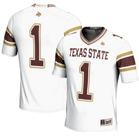 #1 Texas State Bobcats Endzone Football Jersey - White