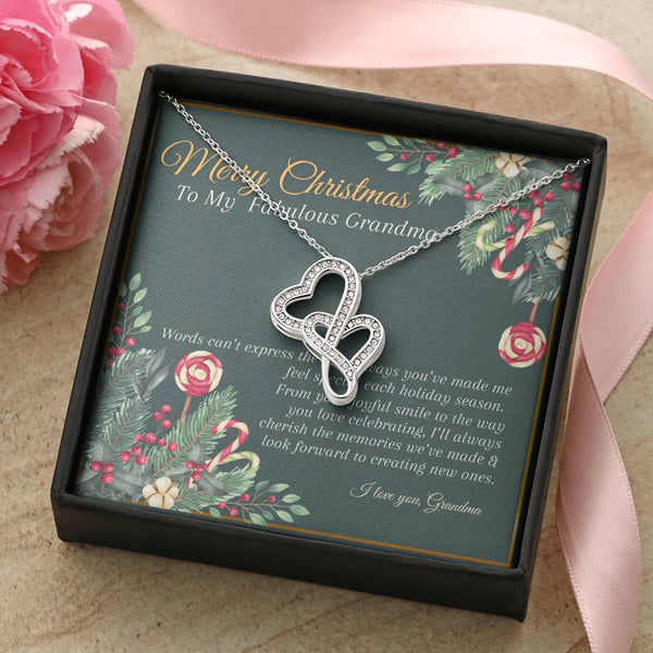 Intertwined Crystal Hearts, Double Heart Pendant Necklace, Sparkling Heart Necklace, Meaningful Christmas Present for Grandma