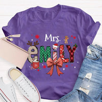 Custom Name Letter Holiday Shirt, Personalized Christmas T-Shirt, Matching Family Xmas Tee, Merry Christmas Present for Family