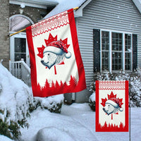 Santa Hat Bear Holiday Flag, Polar Bear Christmas Canadian Flag Garden Flag, Double-Sided Canada Flag, Winter Yard Lawn Decor Present