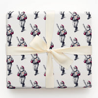 Retro Sport Santa Gift Wrap, Vintage Baseball Santa Wrapping Paper, Holiday Baseball Wrapping Paper, Christmas Gift Wrap, Sports Fan Paper