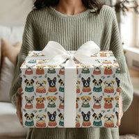 Adorable Dog Christmas Gift Wrap, Dogs in Ugly Sweaters Wrapping Paper, Frenchie Pug Holiday Wrapping Paper, Festive Pet Lover Gift Wrap Roll
