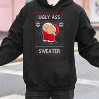 Humorous Santa Mooning Graphic Sweatshirt, Ugly Christmas Hoodie, Naughty Xmas Party Pullover, Humor Holiday Winter Present