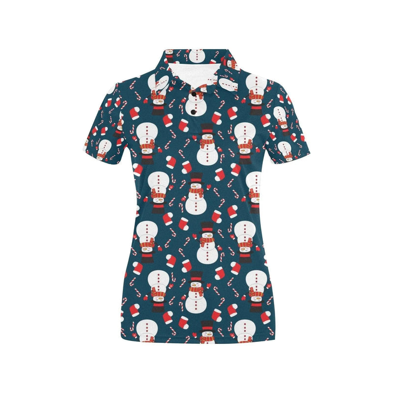 3D Holiday Print Polo Shirt, Snowman Christmas Polo Shirt Women, Festive Xmas Graphic Polo Shirt, Winter Season Collared Shirt for Her