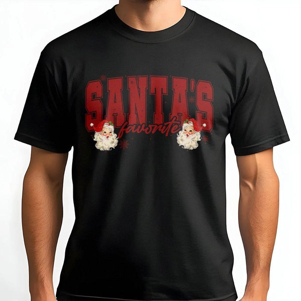 Retro Christmas Graphic T-Shirt, Santa's Favorite T-Shirt, Vintage Holiday Graphic Tee, Adorable Xmas Party T-Shirt, Christma