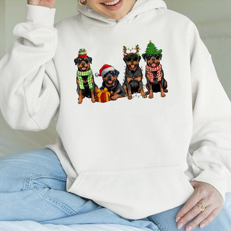 Festive Dog Lover Sweatshirt, Rottweiler Christmas Hoodie, Adorable Xmas Rottie Hoodie, Holiday Pet Owner Pullover, Dog Lover Christmas Present