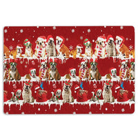 Snowflake Tree Holiday Welcome Mat, English Bulldog Christmas Doormat, Winter Dog Door Mat, Porch Entry Rug, Bulldog Lover Xmas Present