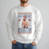 Humorous Holiday Football Crewneck, Football Player Ugly Christmas Sweatshirt, Motivational Quote Football Pullover, Sports Fan Xmas Present