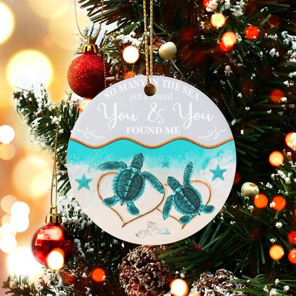 Romantic Sea Turtle Christmas Ornament, Found You and You Found Me Turtle Ornament, Couple Anniversary Keepsake Ornament, Oce