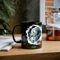 Personalized Name 3D Winter Coffee Mug, Custom Snowman Ceramic Mug, Adorable Holiday Tea Coffee Cup, Christmas Mug Present for Coffee Lovers
