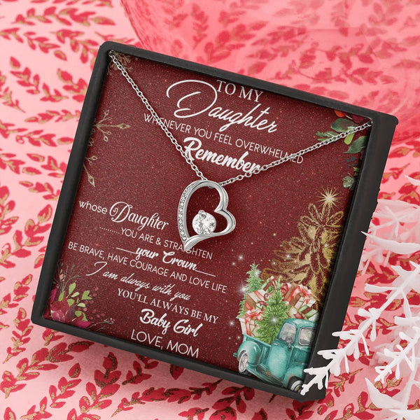 Cubic Zirconia Pendant Necklace, Forever Love Heart Necklace for Daughter, 14K Gold Chain Necklace, Birthday Christmas Presen