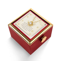 Gold Finish Knot Pendant, Sparkling CZ Love Knot Necklace, Elegant Love Knot Necklace, Christmas Jewelry Present for Her with Rotating Rose Box