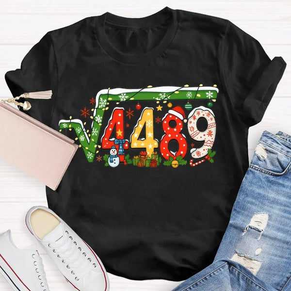Holiday Snowflakes Lights Graphic Tee, Math Teacher Christmas T-Shirt, Humorous Math Teacher Xmas Shirt, Winter STEM Educator