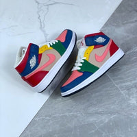 Mid Top Sneakers, Multicolor Colorway, Lace Up Design, Casual Gift for Sneaker Fans