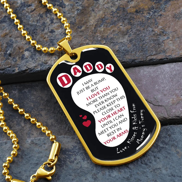I May Just Be a Bump Baby Dog Tag Necklace, Daddy to Be Dog Tag Necklace, First Time Dad Necklace, New Dad Expectant Father C