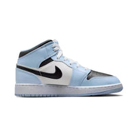 Mid Top Sneakers, Blue White Colorway, Lace Up Design, Casual Gift for Sneaker Fans