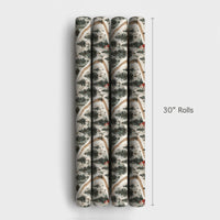 MTB Christmas Gift Wrap, Mountain Biking Santa Wrapping Paper, Snowy Forest Bike Holiday Wrapping Paper, Winter Sports Santa Gift Wrap