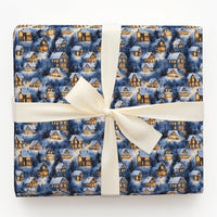 Snowy Night Christmas Gift Wrap, Winter Village Wrapping Paper, Comfy Holiday Town Watercolor Wrapping Paper, Festive Xmas Present Gift Wrap