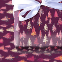 Plum Purple Christmas Gift Wrap, Pink Pine Tree Wrapping Paper, Modern Painterly Holiday Wrapping Paper, Colorful Tree Gift Wrap Roll